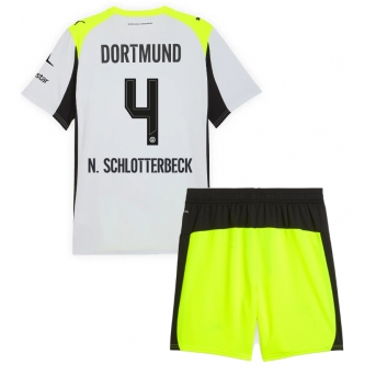 Billige Fotballdrakt Borussia Dortmund Nico Schlotterbeck #4 Replika Bortedraktsett Barn 2025-26 Kortermet (med bukser)